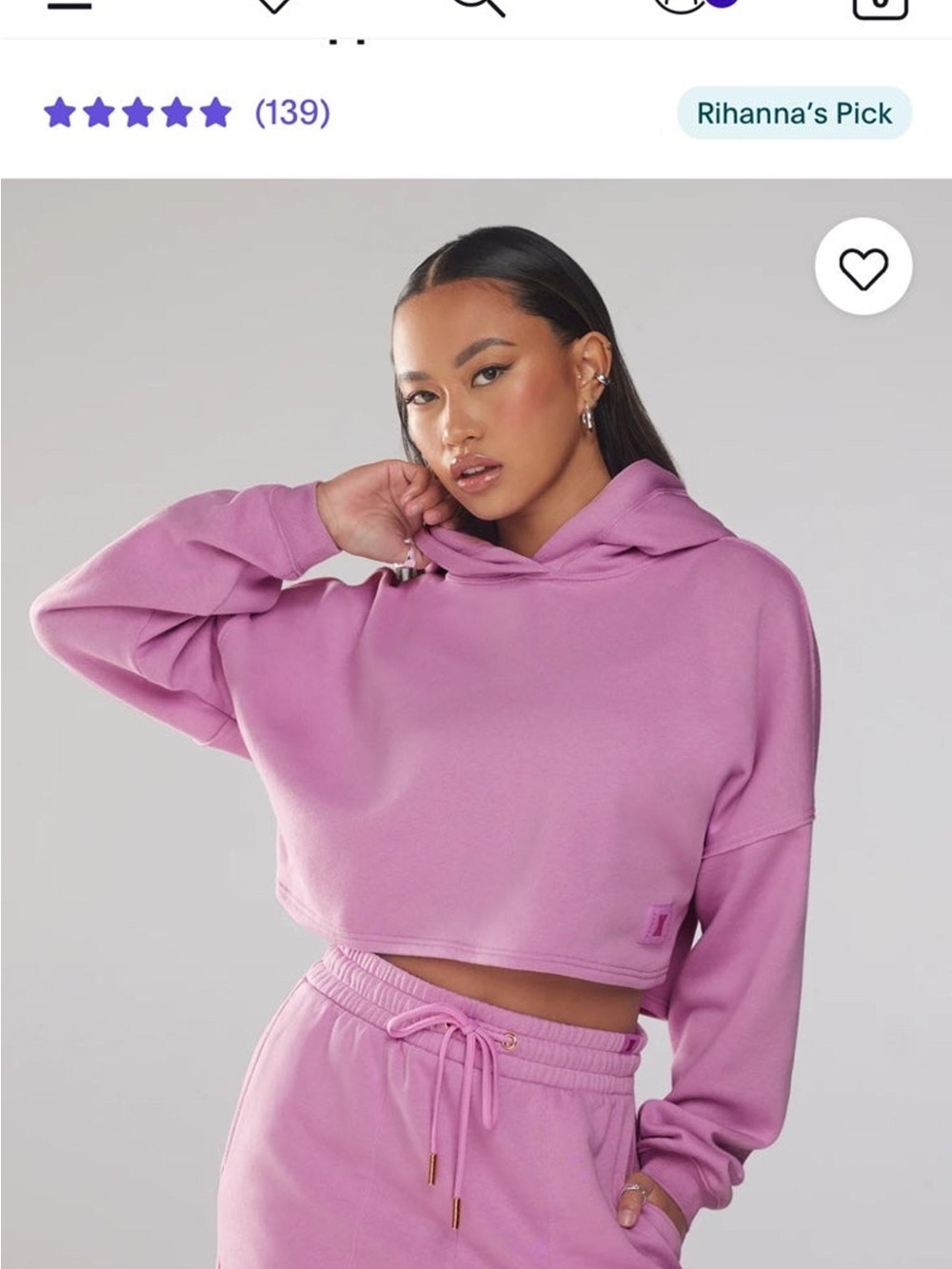 Savage X Fenty Essential Cropped Hoodie in Pink